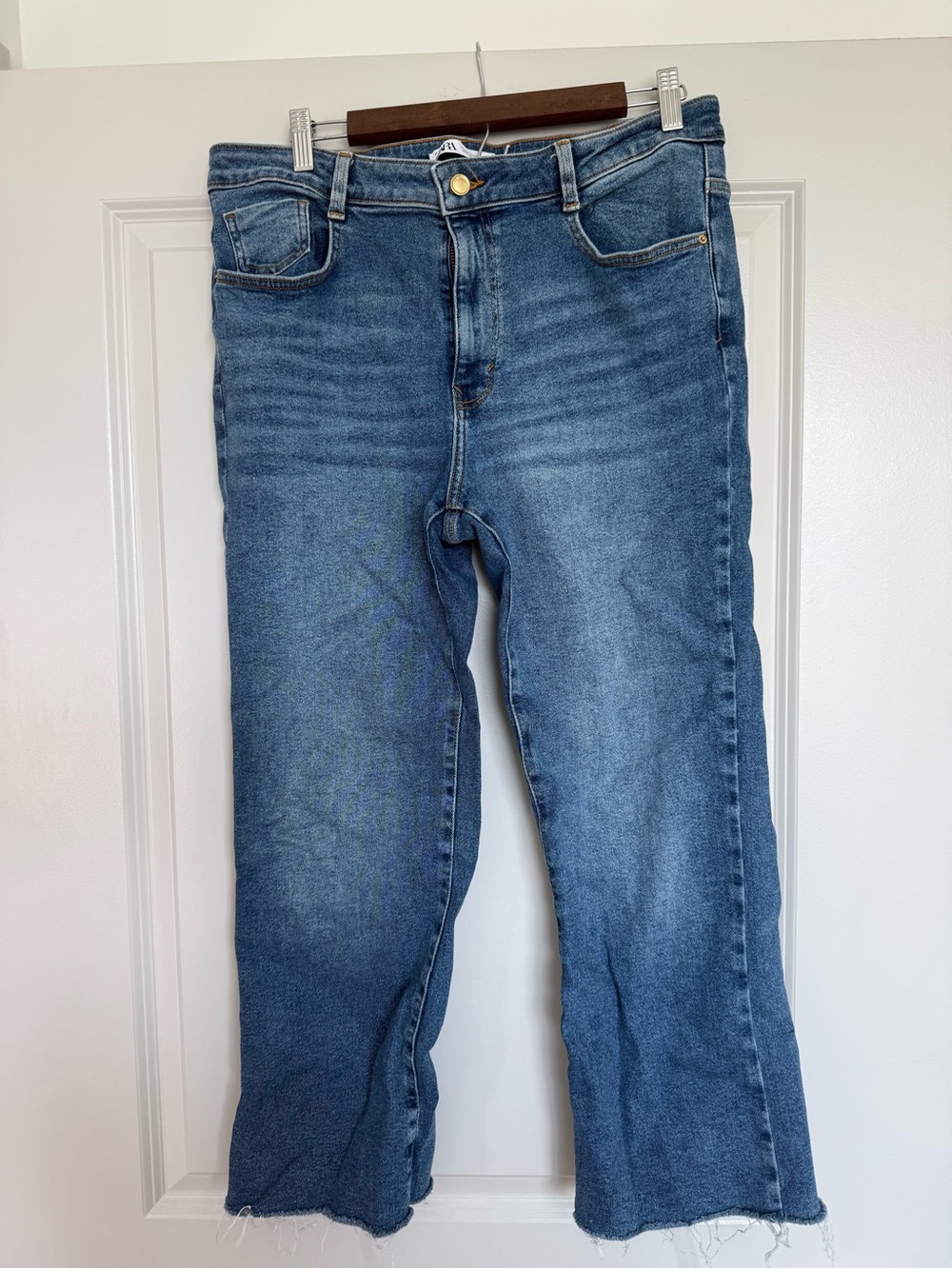 Zara Marine Dark Blue Straight-leg High-waist Jeans